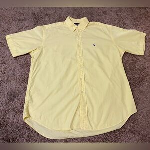 Yellow Short Sleeve Ralph Lauren Polo Button up Shirt